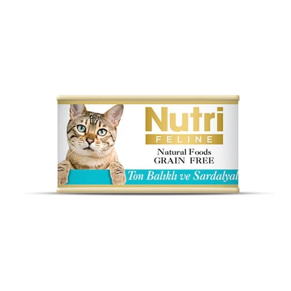 Nutri Feline Tahılsız Ton Balıklı ve Sardalyalı Konserve Kedi Maması 85 gr.