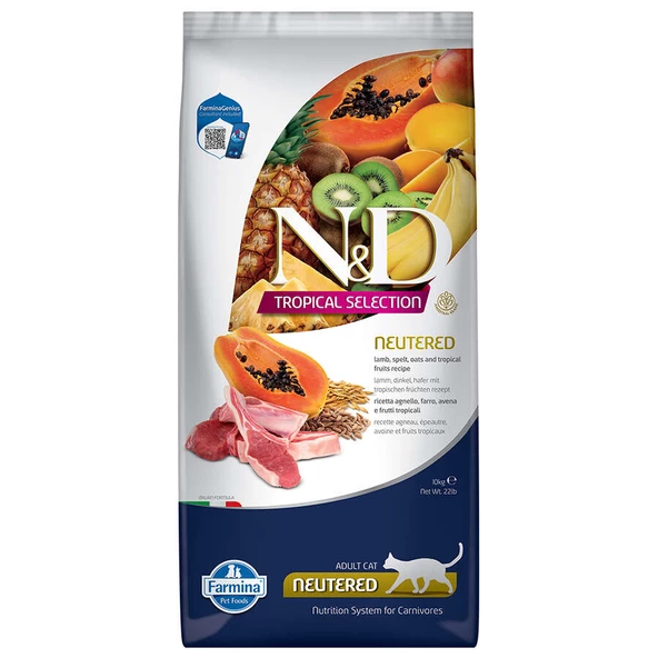 N&D Tropical Selection Kuzu Etli Kısırlaştırılmış Kedi Maması 10 KG