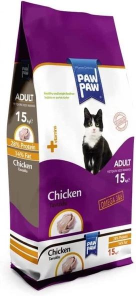 Paw Paw Tavuklu Yetişkin Kedi Maması 15 Kg