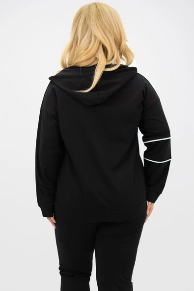 Kadın Büyük Beden Kapüşonlu Fermuar Detaylı Eşofman Takımı 8130-25 - 4