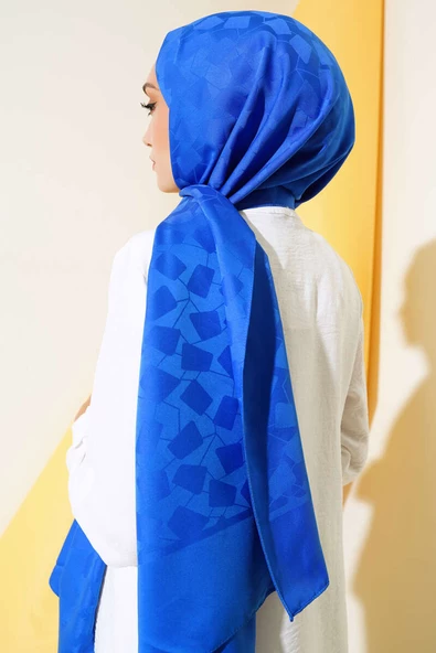 Asimetrik Desen Jakar Şal Saks - 46 - 3