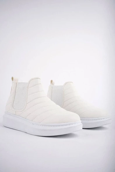 Boston Bağcıksız Cilt Erkek Spor Bot BT Beyaz - 2