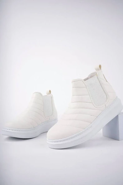 Boston Bağcıksız Cilt Erkek Spor Bot BT Beyaz - 4