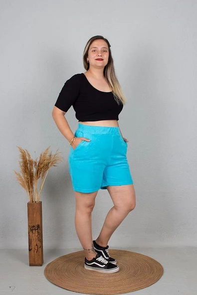 Büyük Beden Havlu Şort Renkli Şt016 - 9