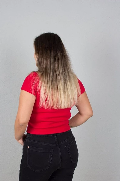 Büyük Beden Kadın Giyim Ön Büzgülü Fitilli Body Bluz - 9