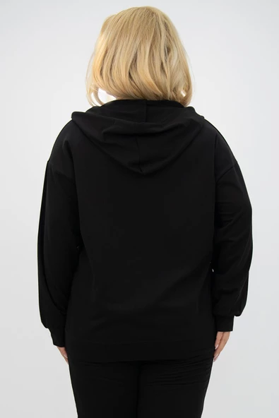 Kadın Büyük Beden Kapüşonlu Cep Detaylı Eşofman Takımı 8139-25 - 5