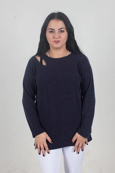 Büyük Beden Damla Detaylı Polyana Triko Bluz Renkli B060
