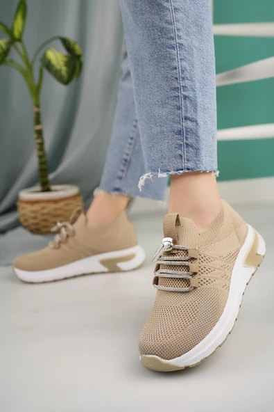 Lady Classy Kadın Bağcıksız Taşlı Triko Kadın Sneaker - 3