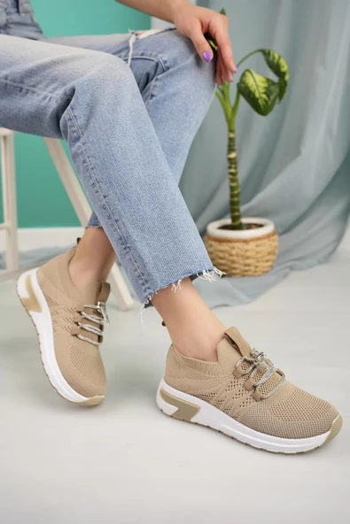 Lady Classy Kadın Bağcıksız Taşlı Triko Kadın Sneaker