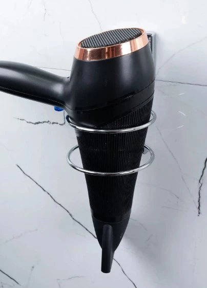 Kare Güçlü Macun Yapışkanlı Saç Kurutma Makine Askısı, Krom Fönlük Fön Makinesi Tutucu 615 - 5