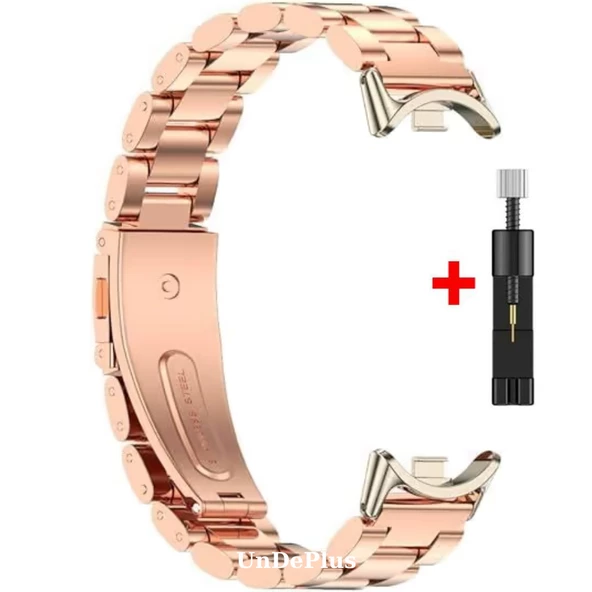 Xiaomi Mi Band 8 / Band 9 Kordon Klipsli Metal Kordon 04 +Kısaltma Aparatı - 4