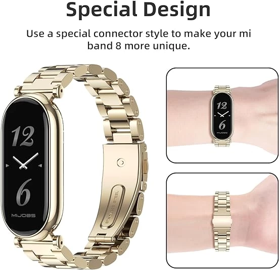 Xiaomi Mi Band 8 / Band 9 Kordon Klipsli Metal Kordon 04 +Kısaltma Aparatı - 8