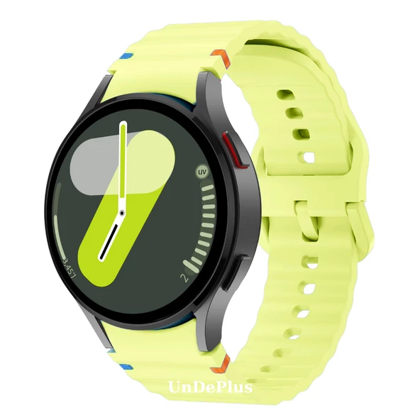 Samsung Galaxy Watch 4 5 6 7 FE 40 40 44 Classic 42 43 46 47 mm Kordon Dekoratif Örgü Çizgili Spor Silikon Kayış - 12
