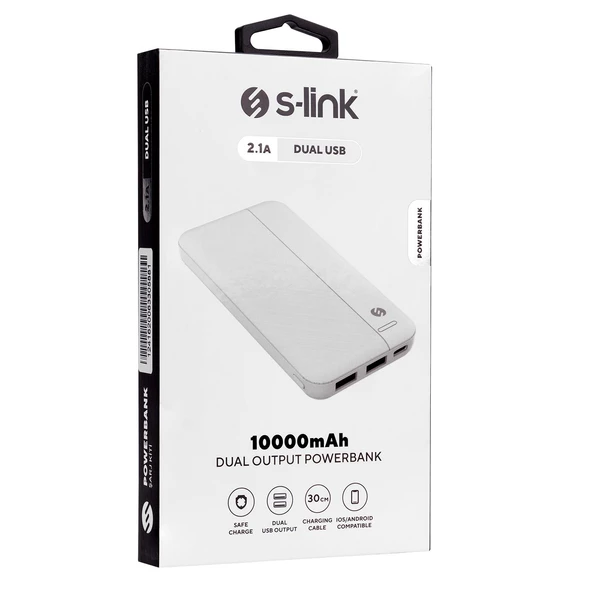S-LINK IP-G10N, Beyaz, 10.000mAh, 2xUSB, 1xMicro USB, 1xType-C, 4 LED Göstergeli, PowerBank - 3