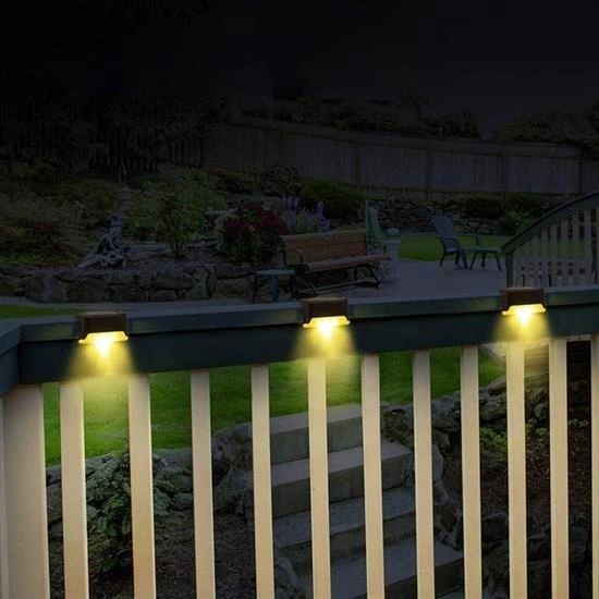 BUFFER® Solar Güneş Enerjili Şarj Edilen Köşebent Merdiven Veranda Bahçe Yolu Led Lamba Işık 4 Adet - 8