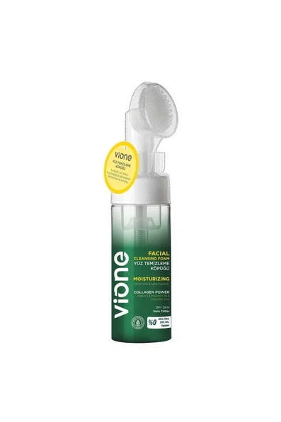 VİONE,Kuru Ciltler Için Aydınlatıcı Besleyici Özel Fırçalı Yüz Temizleme Köpüğü 150 Ml.