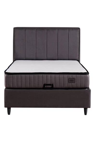 Kilim Mobilya Royal Plus Sandıklı Baza Başlık Paket Yaylı Pedli Yatak Seti Antrasit 100X200 - 4