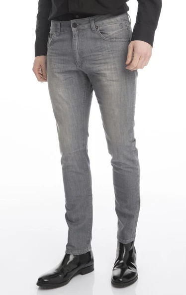 Erkek Slim Fit Düz Renk Likralı Jean Kot Pantolonu - 5