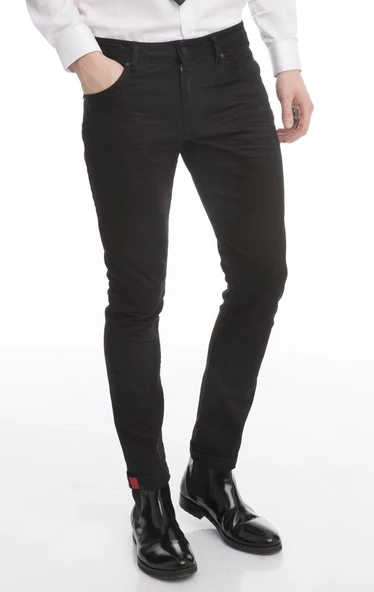 Erkek Slim Fit Düz Renk Likralı Jean Kot Pantolonu - 9