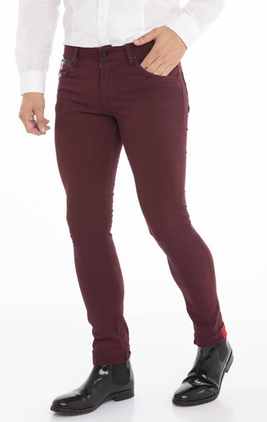 Erkek Slim Fit Düz Renk Likralı Jean Kot Pantolonu - 6