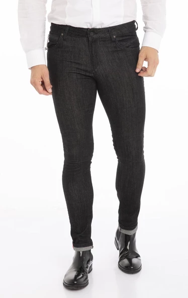 Erkek Slim Fit Düz Renk Likralı Jean Kot Pantolonu - 7