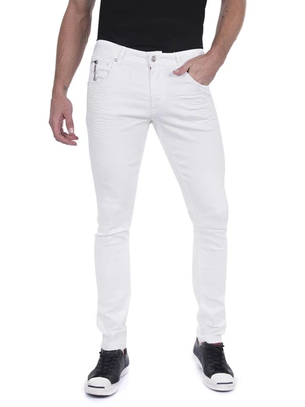 Erkek Slim Fit Düz Renk Likralı Jean Kot Pantolonu - 2