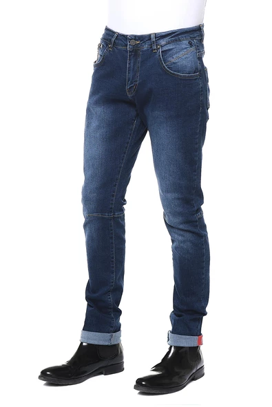 Erkek Slim Fit Düz Renk Likralı Jean Kot Pantolonu - 12