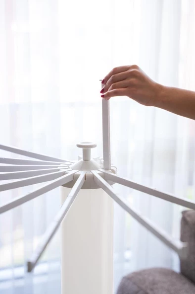 House Plus Hely Açılıp Kapanabilir 360° Dönebilen Kurutmalık Askısı Krem – KRT57058 - 2