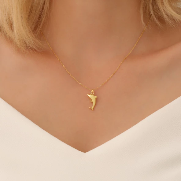 Nox Jewelry 925 Ayar Gümüş Minimal Yunus Balığı Hediye Kolye - 3