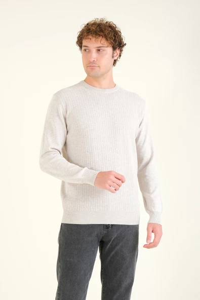 Erkek Desenli Sıfır Yaka Kazak Taş - 2