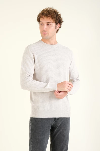 Erkek Desenli Sıfır Yaka Kazak Taş - 4