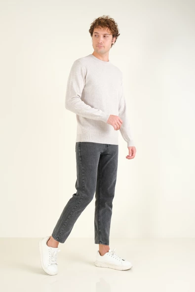 Erkek Desenli Sıfır Yaka Kazak Taş - 5