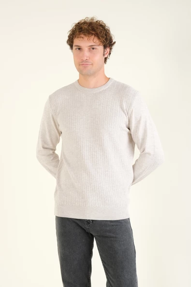 Erkek Desenli Sıfır Yaka Kazak Taş - 3