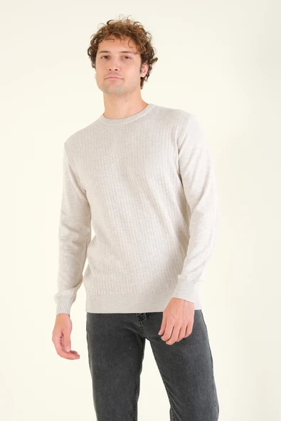 Erkek Desenli Sıfır Yaka Kazak Taş