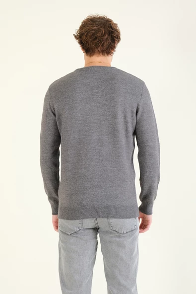 Erkek Sıfır Yaka Kazak Antrasit - 6