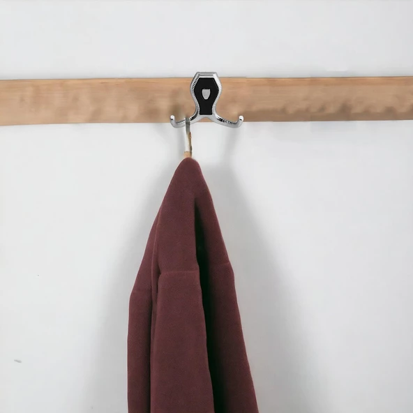 Galata Askı Vestiyer Mobilya Duvar Askısı Metal Dolap Elbise Askılığı Krom Siyah Kapaklı Sağlam - Resim 4