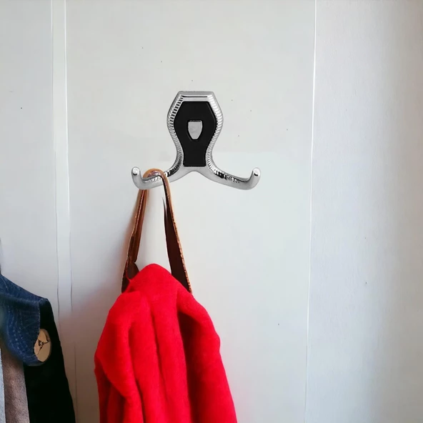 Galata Askı Vestiyer Mobilya Duvar Askısı Metal Dolap Elbise Askılığı Krom Siyah Kapaklı Sağlam - Resim 5