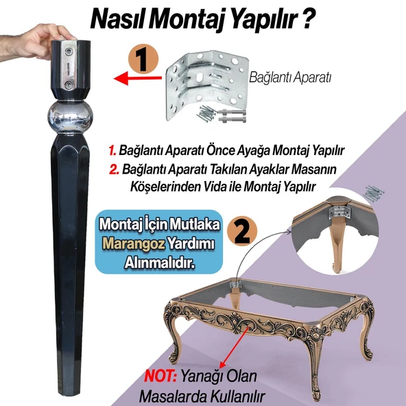 Elips Masa Dresuar Ayağı 75 Cm Plastik Siyah Krom Ayak Mutfak Yemek Masası Mobilya Ayakları Siyah - Resim 2