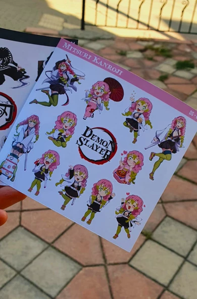 Mitsuri Kanroji-Obanai Iguro-kimetsu no yaiba-demon slayer 2li süsleme-çıkartma-etiket - Resim 8