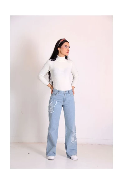 Kelebek Nakışlı Pantolon - 9