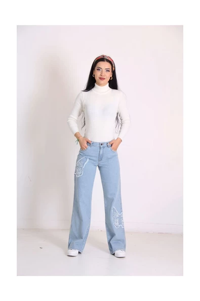 Kelebek Nakışlı Pantolon - 7