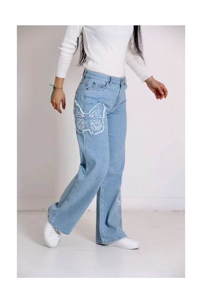 Kelebek Nakışlı Pantolon - 11