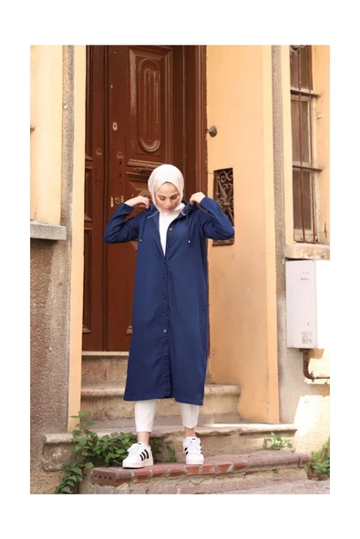 Denim Kapşonlu Kap- Denin Pardesü - 12