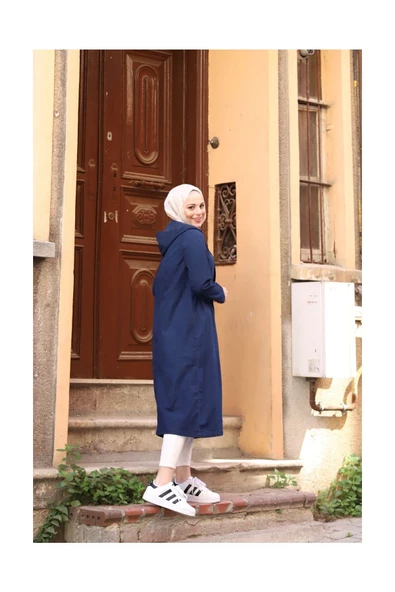 Denim Kapşonlu Kap- Denin Pardesü - 11