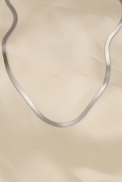 316L Çelik Silver Renk 45 cm İtalyan Zincir Model Kadın Kolye - Resim 2