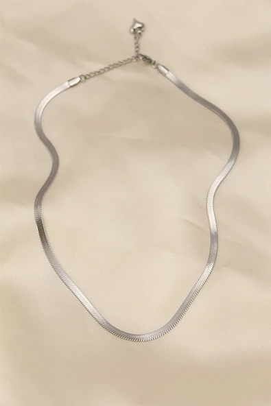 316L Çelik Silver Renk 45 cm İtalyan Zincir Model Kadın Kolye ürün görseli 1