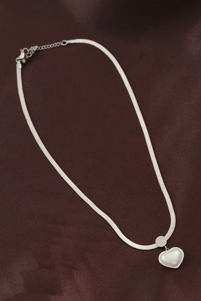 316L Çelik İtalyan Zincir Kalp Kolye - Resim 2