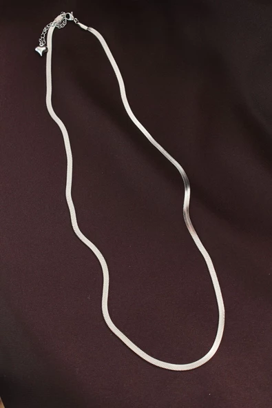 316L Çelik Gümüş Renk 60 cm İtalyan Zincir Kolye - Resim 2