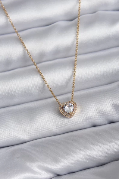 316L Çelik Zincir Gold Renk Charm Kadın Kolye ürün görseli 1