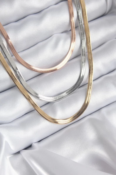 316L Çelik Mix Renk İtalyan Zincir Model Kadın Kolye ürün görseli 1